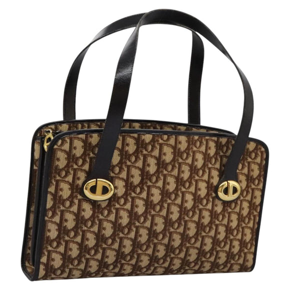 Christian Dior Trotter Canvas Hand Bag Brown Auth 113223