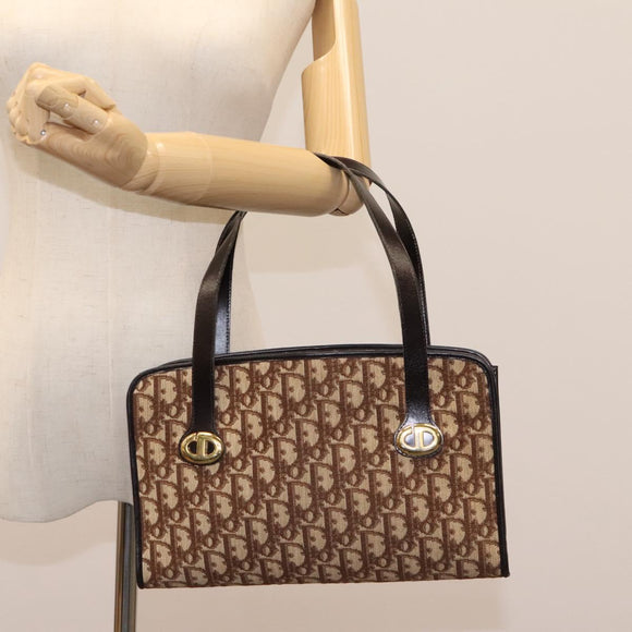 Christian Dior Trotter Canvas Hand Bag Brown Auth 113223
