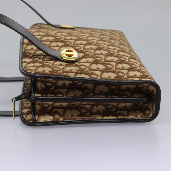 Christian Dior Trotter Canvas Hand Bag Brown Auth 113223