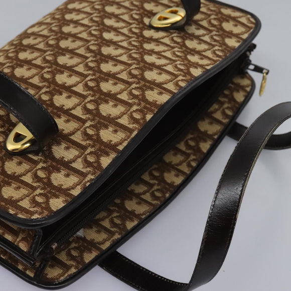 Christian Dior Trotter Canvas Hand Bag Brown Auth 113223