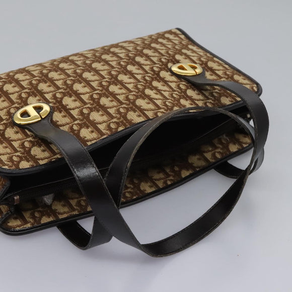 Christian Dior Trotter Canvas Hand Bag Brown Auth 113223