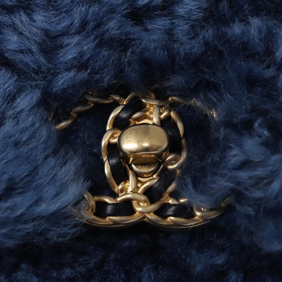 CHANEL Chain Shoulder Bag Mouton Blue AS1160 CC Auth 113230AV