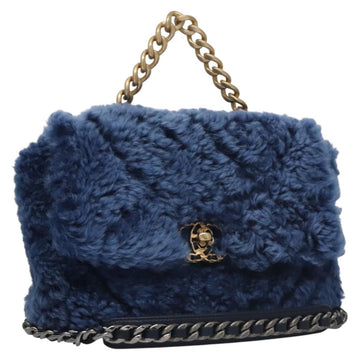 CHANEL Chain Shoulder Bag Mouton Blue AS1160 CC Auth 113230AV