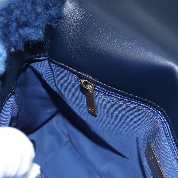 CHANEL Chain Shoulder Bag Mouton Blue AS1160 CC Auth 113230AV