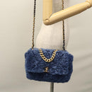 CHANEL Chain Shoulder Bag Mouton Blue AS1160 CC Auth 113230AV-28