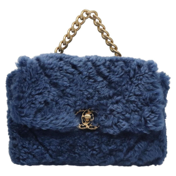 CHANEL Chain Shoulder Bag Mouton Blue AS1160 CC Auth 113230AV