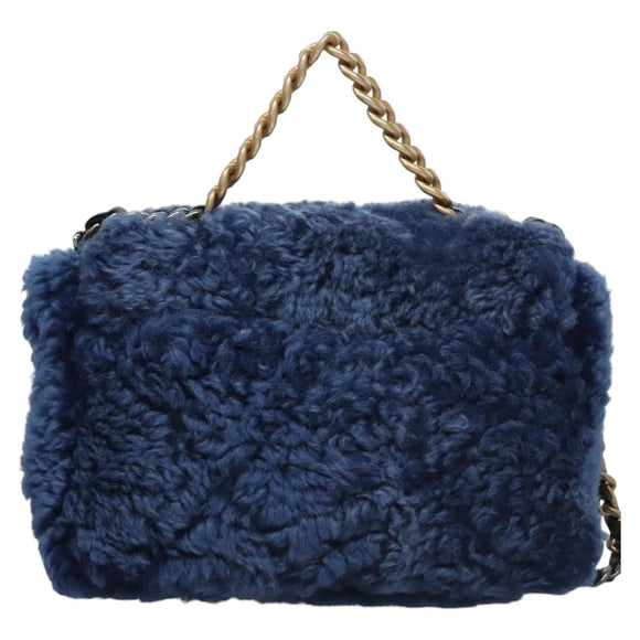 CHANEL Chain Shoulder Bag Mouton Blue AS1160 CC Auth 113230AV
