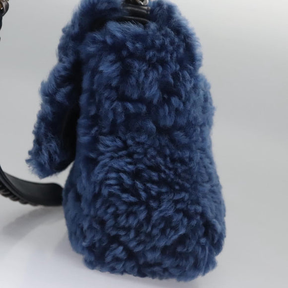 CHANEL Chain Shoulder Bag Mouton Blue AS1160 CC Auth 113230AV