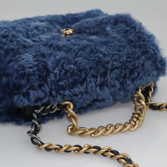 CHANEL Chain Shoulder Bag Mouton Blue AS1160 CC Auth 113230AV
