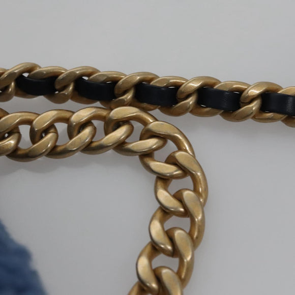 CHANEL Chain Shoulder Bag Mouton Blue AS1160 CC Auth 113230AV