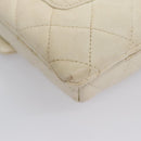 CHANEL Cambon Line Shoulder Bag Leather White Black Silver CC Auth 113231-17