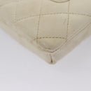 CHANEL Cambon Line Shoulder Bag Leather White Black Silver CC Auth 113231-8