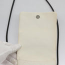 CHANEL Cambon Line Shoulder Bag Leather White Black Silver CC Auth 113231-9