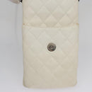CHANEL Cambon Line Shoulder Bag Leather White Black Silver CC Auth 113231-10