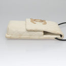 CHANEL Cambon Line Shoulder Bag Leather White Black Silver CC Auth 113231-3