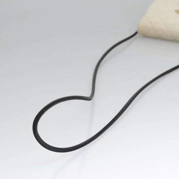 CHANEL Cambon Line Shoulder Bag Leather White Black Silver CC Auth 113231