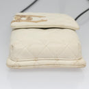 CHANEL Cambon Line Shoulder Bag Leather White Black Silver CC Auth 113231-5