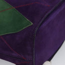 CELINE Circle Shoulder Bag Suede Purple Green gold Auth 113232-9