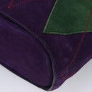 CELINE Circle Shoulder Bag Suede Purple Green gold Auth 113232-14