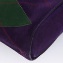 CELINE Circle Shoulder Bag Suede Purple Green gold Auth 113232-15
