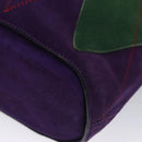 CELINE Circle Shoulder Bag Suede Purple Green gold Auth 113232-16
