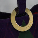 CELINE Circle Shoulder Bag Suede Purple Green gold Auth 113232-17