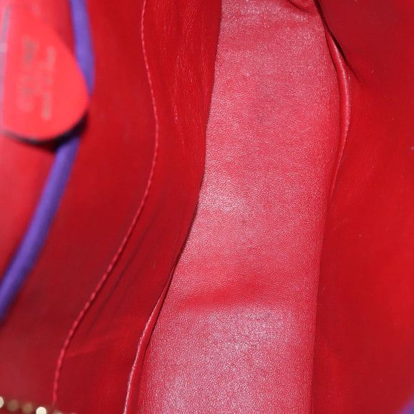 CELINE Circle Shoulder Bag Suede Purple Green gold Auth 113232