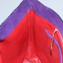 CELINE Circle Shoulder Bag Suede Purple Green gold Auth 113232-20