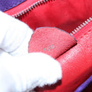 CELINE Circle Shoulder Bag Suede Purple Green gold Auth 113232-12