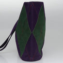 CELINE Circle Shoulder Bag Suede Purple Green gold Auth 113232-3
