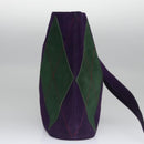 CELINE Circle Shoulder Bag Suede Purple Green gold Auth 113232-4