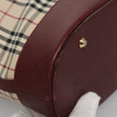 BURBERRY Nova Check Tote Bag Canvas Beige Red Auth 113236-9
