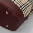 BURBERRY Nova Check Tote Bag Canvas Beige Red Auth 113236-14