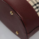 BURBERRY Nova Check Tote Bag Canvas Beige Red Auth 113236-16