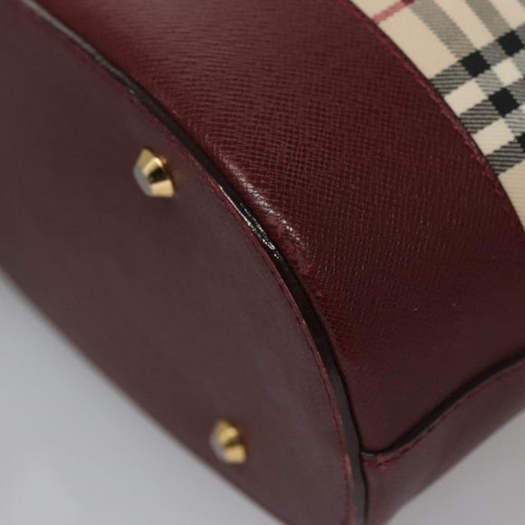 BURBERRY Nova Check Tote Bag Canvas Beige Red Auth 113236