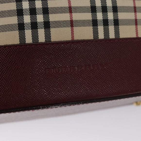 BURBERRY Nova Check Tote Bag Canvas Beige Red Auth 113236