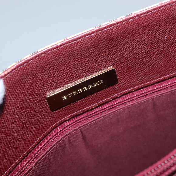 BURBERRY Nova Check Tote Bag Canvas Beige Red Auth 113236