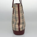 BURBERRY Nova Check Tote Bag Canvas Beige Red Auth 113236-4