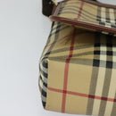 BURBERRY Nova Check Shoulder Bag PVC Leather Beige Auth 113266-9