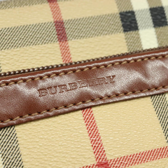 BURBERRY Nova Check Shoulder Bag PVC Leather Beige Auth 113266