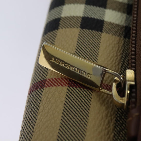 BURBERRY Nova Check Shoulder Bag PVC Leather Beige Auth 113266