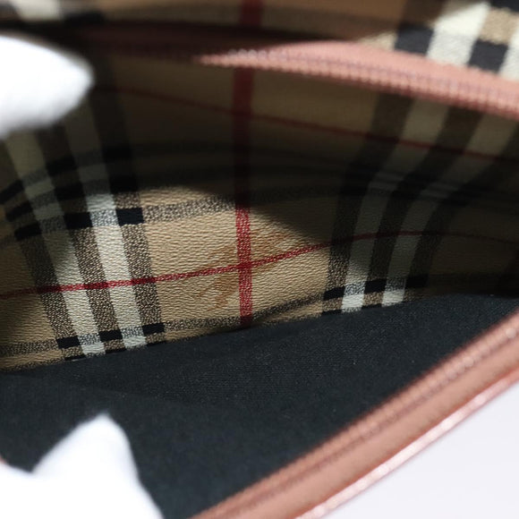 BURBERRY Nova Check Shoulder Bag PVC Leather Beige Auth 113266