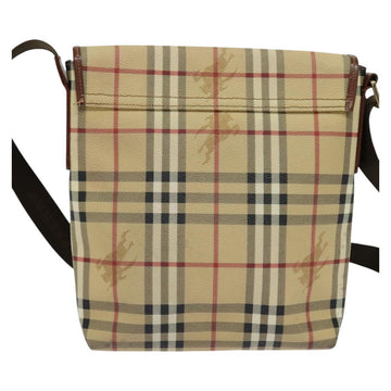 BURBERRY Nova Check Shoulder Bag PVC Leather Beige Auth 113266 - 0