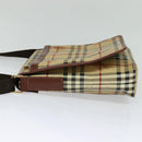 BURBERRY Nova Check Shoulder Bag PVC Leather Beige Auth 113266-3