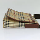 BURBERRY Nova Check Shoulder Bag PVC Leather Beige Auth 113266-4