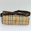 BURBERRY Nova Check Shoulder Bag PVC Leather Beige Auth 113266-5