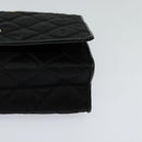 CHANEL Matelasse Chain Shoulder Bag Satin Black Gold CC Auth 113270AV-14