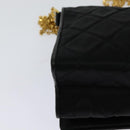 CHANEL Matelasse Chain Shoulder Bag Satin Black Gold CC Auth 113270AV-15
