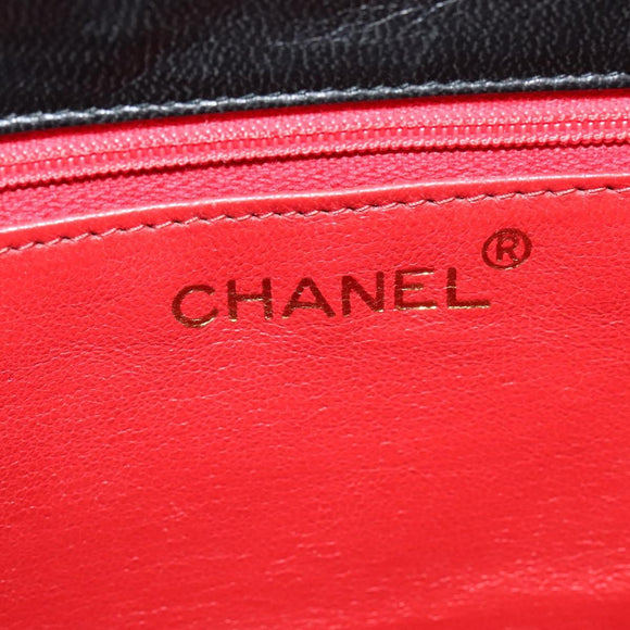 CHANEL Matelasse Chain Shoulder Bag Satin Black Gold CC Auth 113270AV