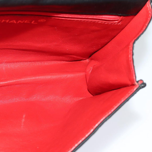 CHANEL Matelasse Chain Shoulder Bag Satin Black Gold CC Auth 113270AV